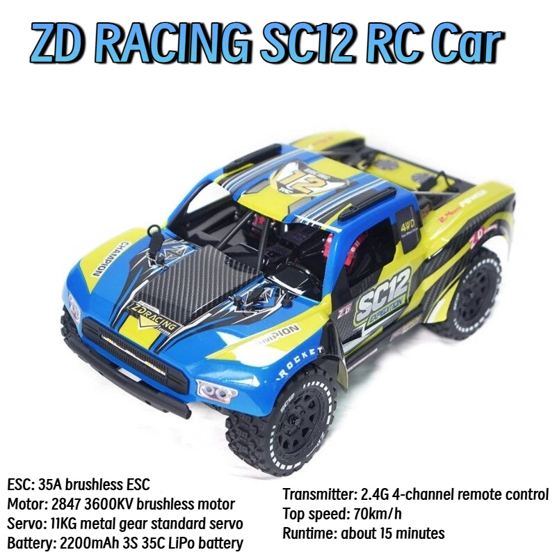 ZD RACING SC12 1/12 Brushless Short Course RC Car Blue