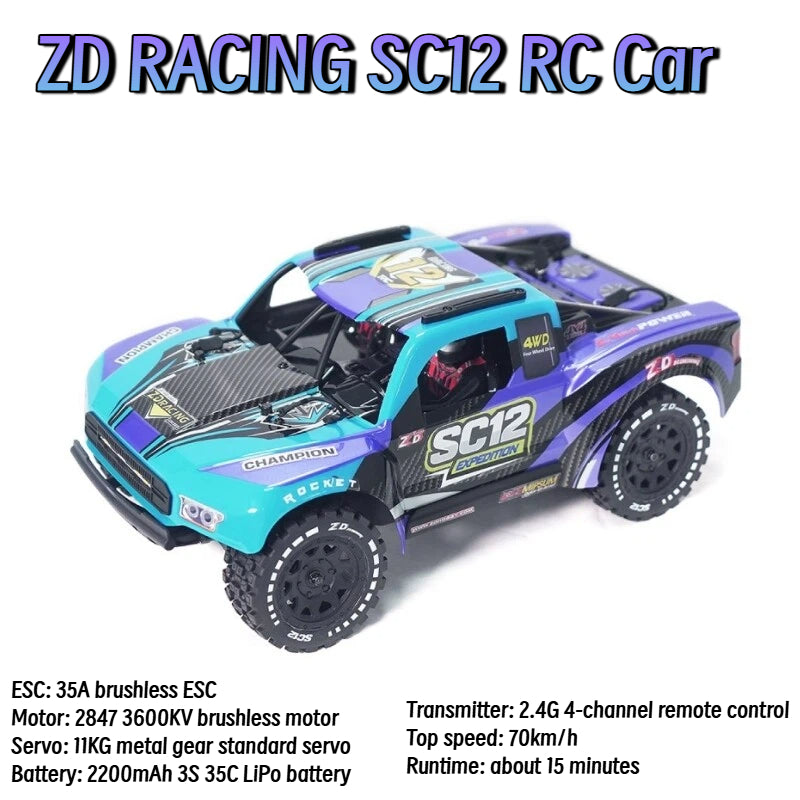ZD RACING SC12 1/12 Brushless Short Course RC Car Purple
